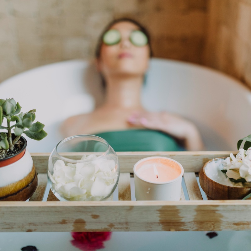 Dr. Heather Violante, PsyD, mental health day, online therapy, taking a bath, spa day, relaxing
